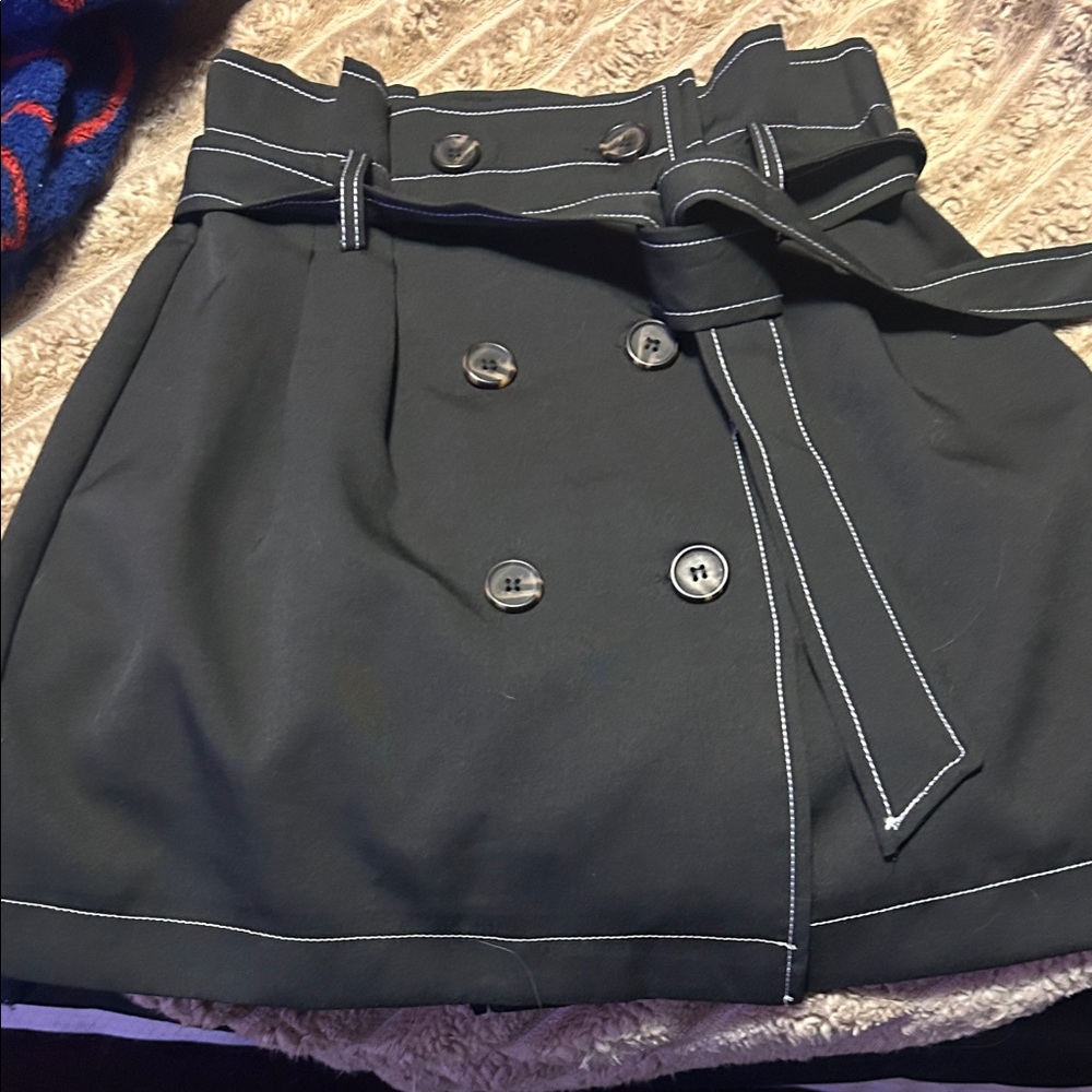 DO+BE Black Mini Skirt with Button Detail